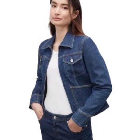 Club Monaco Indigo Denim Jacket Zip Front Size Small NWT - Picture 1 of 13